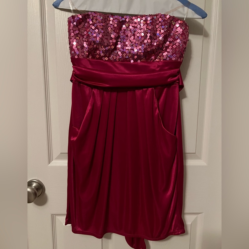 Pink satin short, formal dress